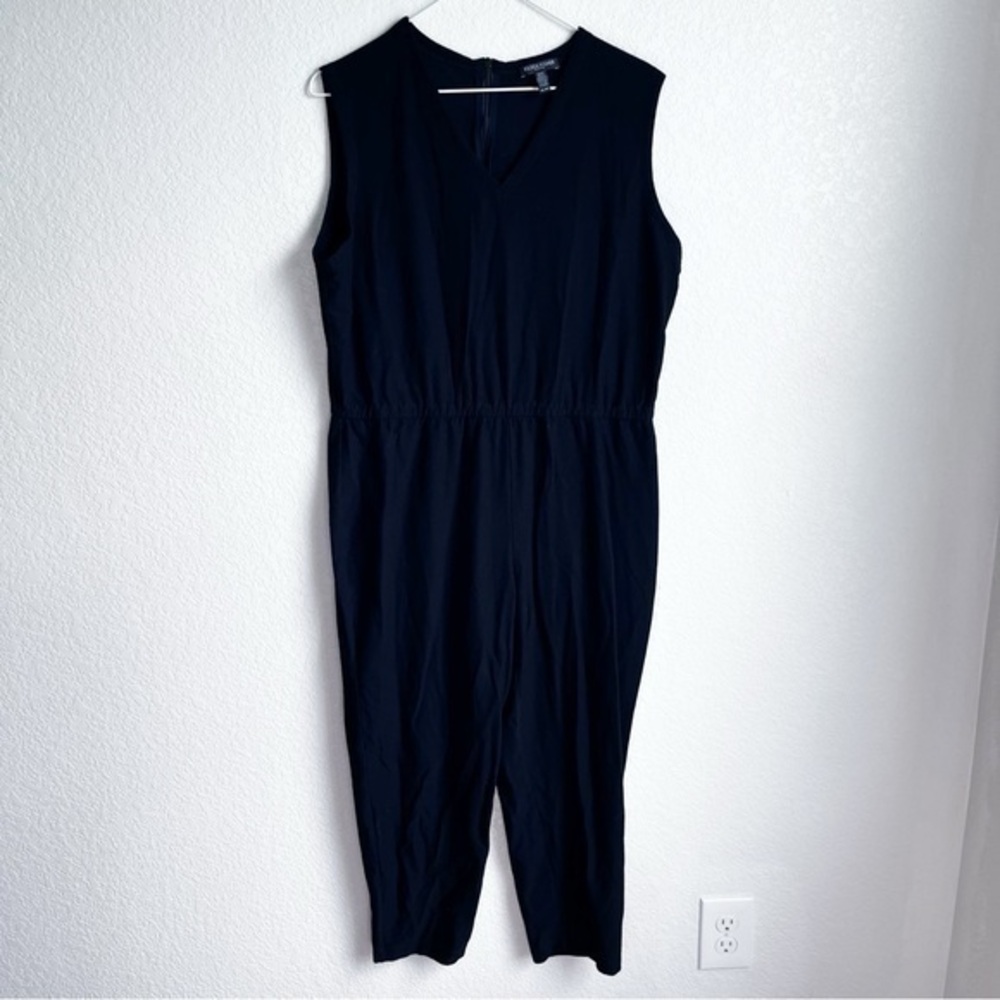 Eileen Fisher black jumper romper sleeveless zipper back size large petite
